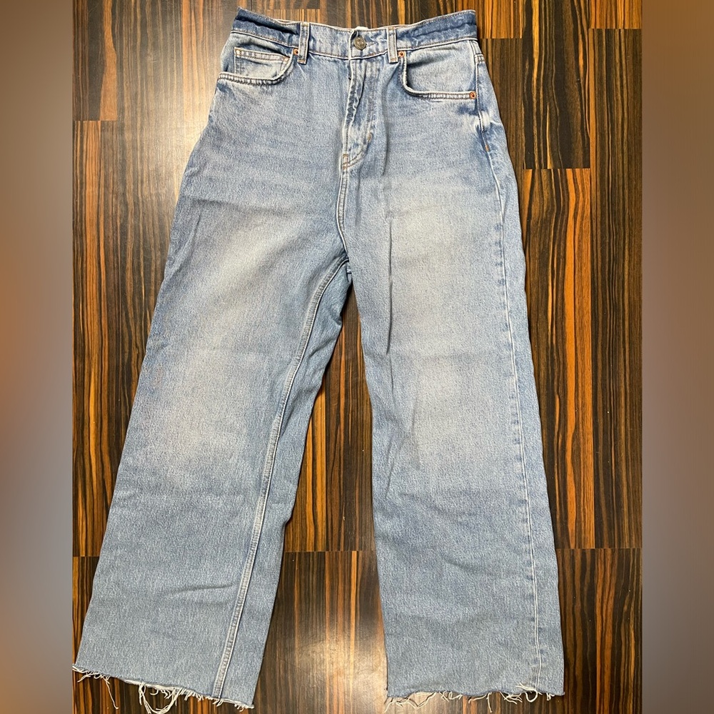 Reformation Jeans Wilder High Rise Wide Leg Cropped Jeans Size 27